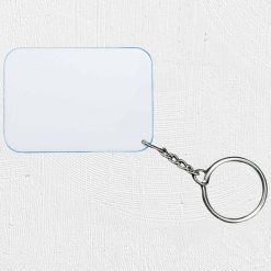 Alternative view of Rectangle Polymer Keyring Blue