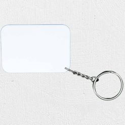 Alternative view of Rectangle Polymer Keyring Light Blue