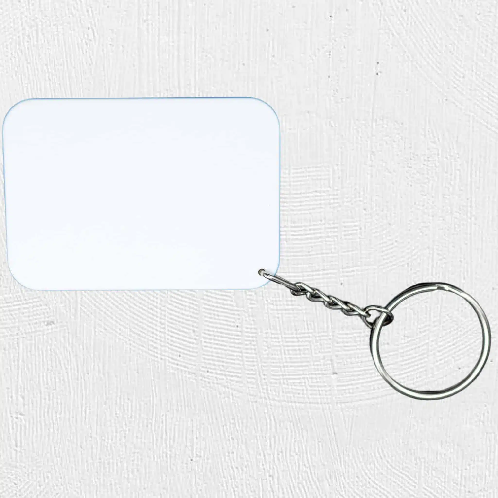Alternative view of Rectangle Polymer Keyring Light Blue