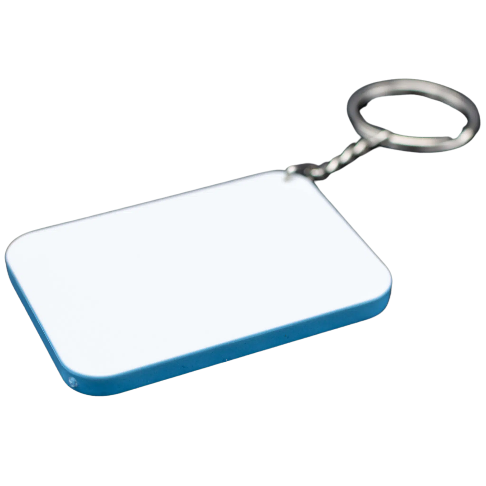 Rectangle Polymer Keyring Light Blue