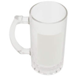 16oz Beer mug plain glass with label (set of 2)