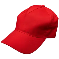Cap (Red; Plastic clip; 5 Panel; 100% Polyester)