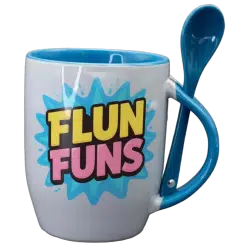 Alternative view of Mug with spoon (Light Blue; Ceramic)