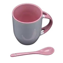 Mug with spoon (Pink; Ceramic)