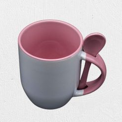 Alternative view of Ceramic Mug with Spoon Pink