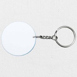 Alternative view of Round Polymer Keyring Light Blue