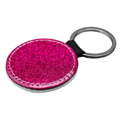 Keyring (PU; Pink Glitter; Round; 50mmx50mm; Each)