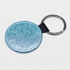 Alternative view of Round PU Glitter Keyring Blue