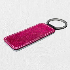 Alternative view of Rectangle PU Glitter Keyring Pink