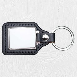 Alternative view of Square PU Metal Keyring Black