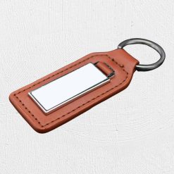 Alternative view of Rectangle PU Metal Keyring Brown