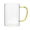 Mug (Yellow Handle Clear; 450ml; Each) Fine Glass