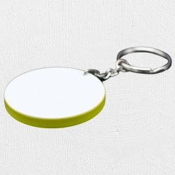 Alternative view of Round Polymer Keyring Yellow