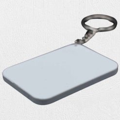Alternative view of Rectangle Polymer Keyring White