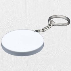 Alternative view of Round Polymer Keyring White