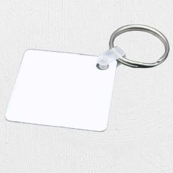 Alternative view of Square Aluminium Keyring White