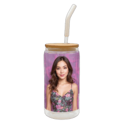 Alternative view of Bottle (Glass; Plain; 16oz; Bamboo Lid; Double Walled; Cavity can be filled and sealed)