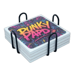 Alternative view of Tile (Coaster; Square; Ceramic; 4 Piece; With metal holder)