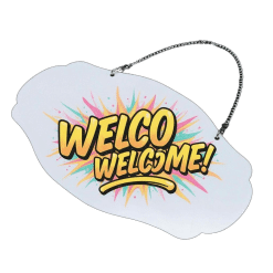 Alternative view of Welcome Plate (White; Aluminium; 293mmx169mm; Each)