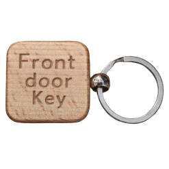 Alternative view of Keyring 18 (Square; Engraving; Wood; 36mmx36m; Each)