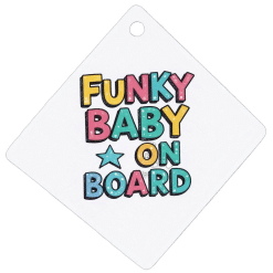 Alternative view of Baby on Board Sign (White; Aluminium; 14cm x 14cm)