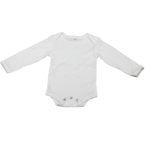 White long sleeve sublimation baby grow 18-24 months 100% polyester