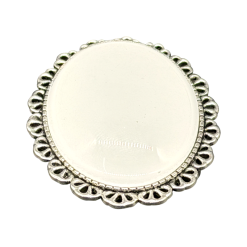 Alternative view of Oval Glass and Metal Brooch