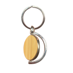 Round spinner metal bamboo keyring 008 laser engraving blank both sides West Rand Sublimation