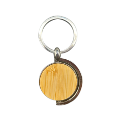 Alternative view of Round Spinner Metal Bamboo Keyring 008