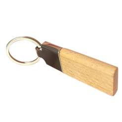 Alternative view of Modern Wood Metal Bamboo Keyring 003