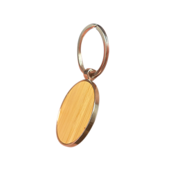 Alternative view of Round Metal Bamboo Keyring 004