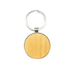 Round metal bamboo keyring laser engraving blank front side West Rand Sublimation