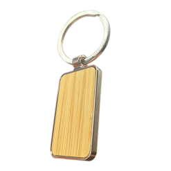Alternative view of Small Rectangle Metal Bamboo Keyring 002