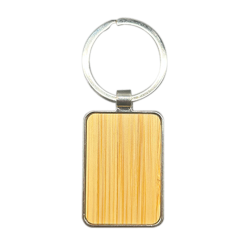 Small rectangle metal bamboo keyring laser engraving blank front side West Rand Sublimation