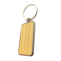 Alternative view of Big Rectangle Metal Bamboo Keyring 001