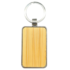 Large rectangle metal bamboo keyring laser engraving blank front side West Rand Sublimation