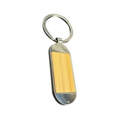 Alternative view of Rectangle Inlay Metal Bamboo Keyring 005