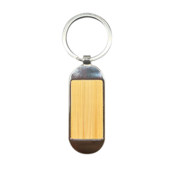 Rectangle inlay metal bamboo keyring laser engraving blank front side West Rand Sublimation