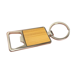Alternative view of Bottle Opener Metal Bamboo Keyring 007