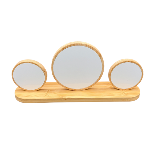Round Family Photo Display Set Wood