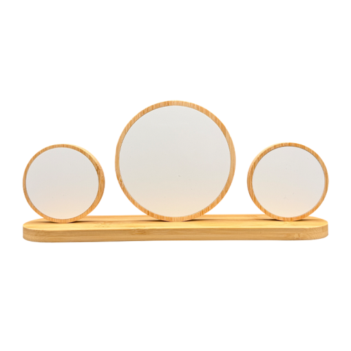 Round Family Photo Display Set Wood